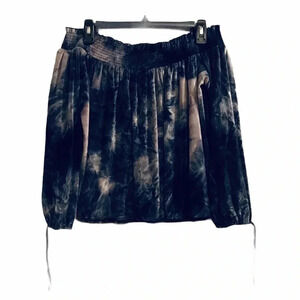 American Eagle Off Shoulder Top Tie Dye Velour